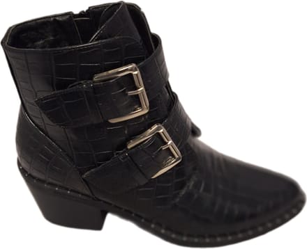 LUCKYSHOES-GESPBOOTS-CROCO LEDER LOOK-4CM HAK- 2 GESPEN-41