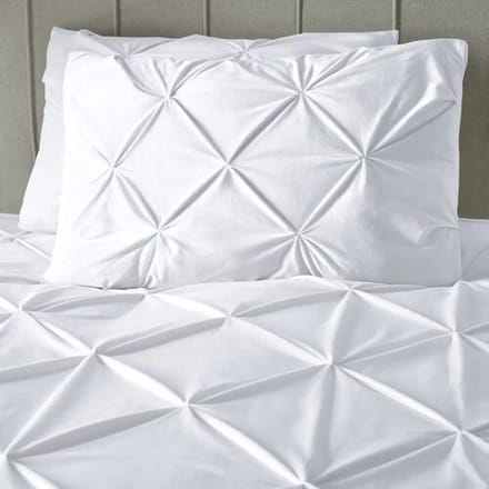 Sleeptime Velvet Pintuck Dekbedovertrek - Eenpersoons - 140X200/260 + 1 x kussensloop 60x70 - Wit