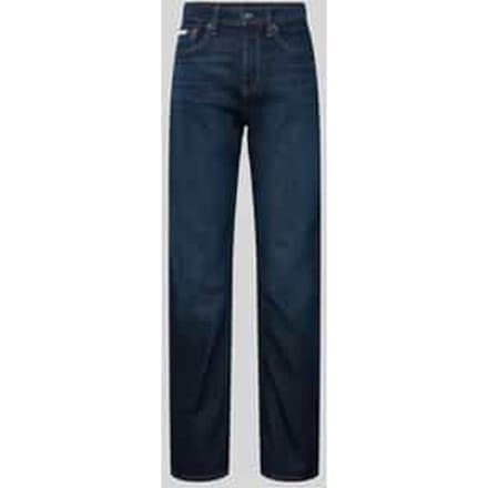 High rise straight fit jeans met labeldetail