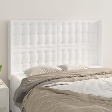 vidaXL - Hoofdbord - met - randen - 147x16x118/128 - cm - kunstleer - wit