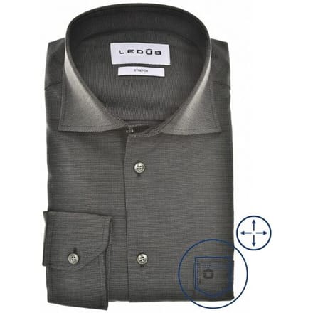 Ledûb Overhemd Uni Color Wide Spread Stretch Donker Groen / male