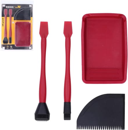Complete Lijmset - Siliconen Applicator - Houtbewerking Lijmen - Uniforme Coating - 4 Delig - Rood Zwart