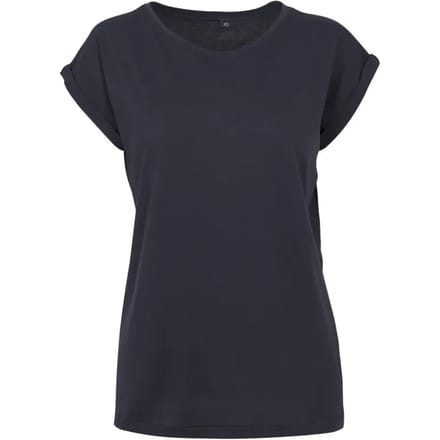 Build Your Brand - Extended Shoulder Dames T-shirt - Navy maat M