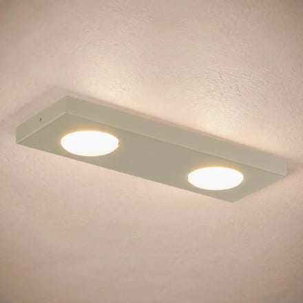 SIGMA Plafondlamp Hero, grijs-beige, 2-lamps, 35 x 12 cm, metaal, GX53