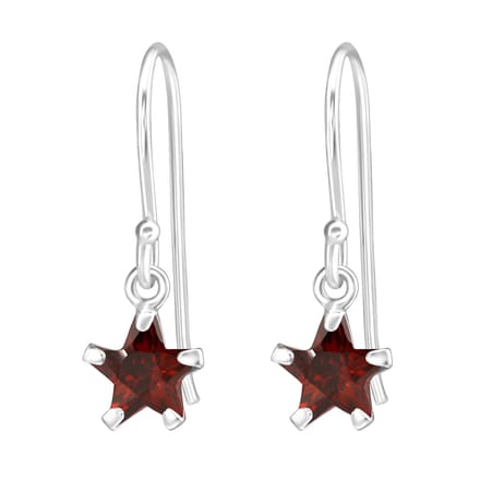 Amanto Oorbellen Caelis Red - 925 Zilver E-Coating - Ster - 6x25mm