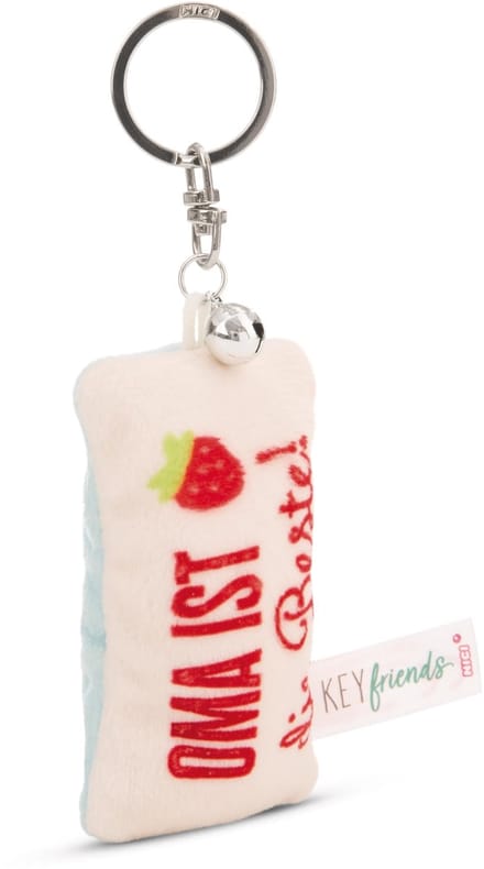 Sleutelhanger mini knuffelkussen "Oma is de beste!" 8 cm met belletje