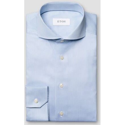 Eton Overhemd Fine Stripe Pattern Signature Twill Licht Blauw / male