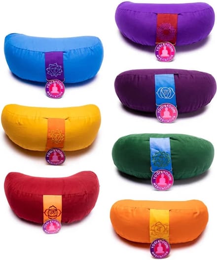 Meditatiekussens SET 7 chakra's halve maan