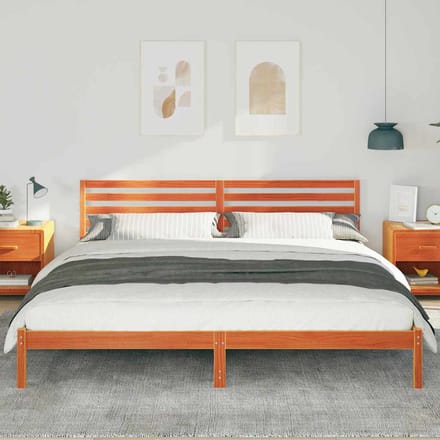 vidaXL - Bedframe - Wasbruin - 200 - x - 210 - cm - Massief - grenenhout