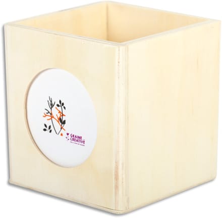 Graine Creative houten pennenbak - fotolijst - 10x10x10 cm - multicolor.