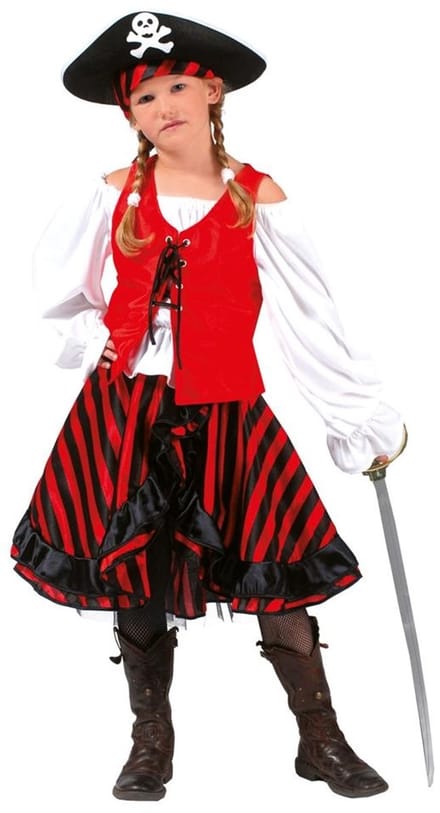 Verkleedpak Piraat Meisje Zwarthart 140 - Carnavalskleding
