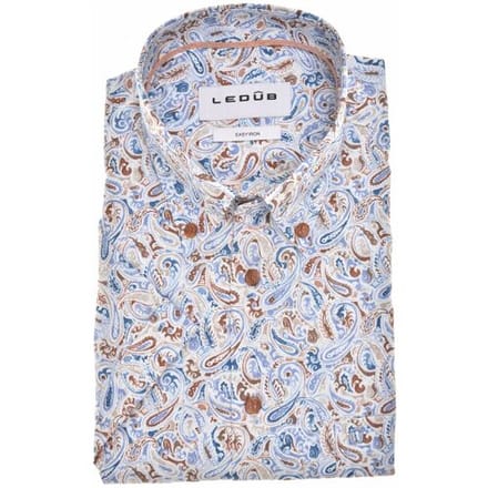 Ledûb Overhemd Allover Paisley Pattern Short Sleeve Licht Blauw / male