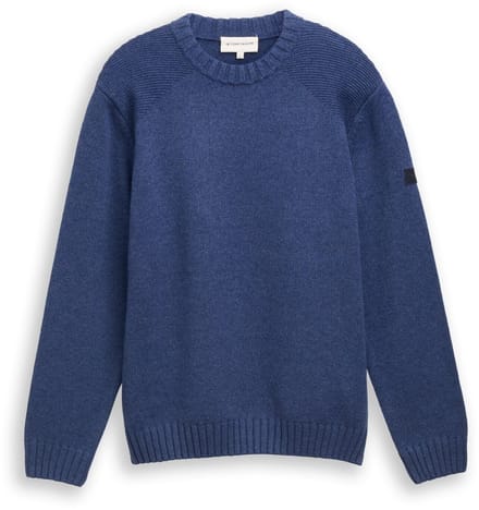 Tom Tailor - Gebreide trui met ribdetails - Maat S - ocean blue melange