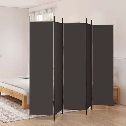 vidaXL - Kamerscherm - met - 5 - panelen - 250x200 - cm - stof - bruin