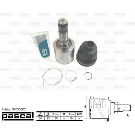 Homokineet reparatie set, aandrijfas PASCAL G70305PC links