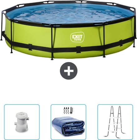 EXIT Rond Lime Frame Zwembad - 360 x 76 cm - Inclusief Pomp - Solarzeil - Ladder - Nu extra voordelig