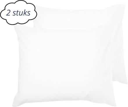 Droomtextiel Kussenslopen 60x70 cm Wit Set Van 2 Stuks - Hotelkwaliteit - 100% Hoogwaardige Katoen