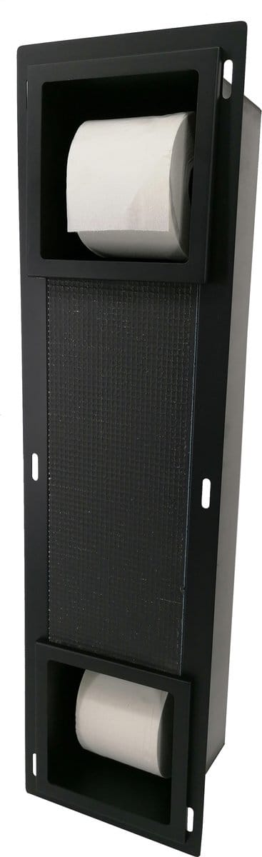 Inbouw toiletrol- & reservehouder RVS mat zwart