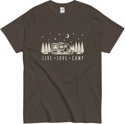 Grappig T Shirt Camping Caravan Opdruk - Dames en Heren Avonturiers - Bruin - L