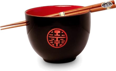 SOBA KOM MET CHOPPSTICKS ZWART MET ROOD 12,5CM