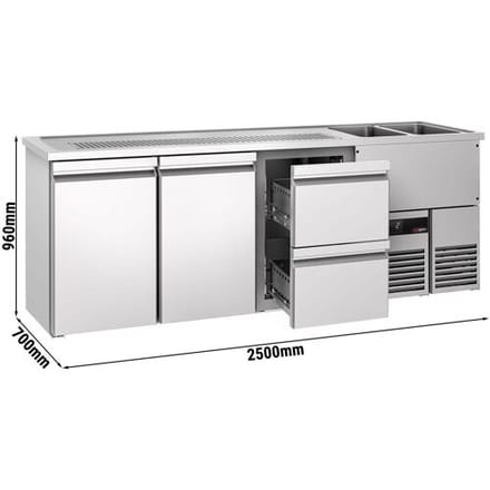 GGM Gastro Biertheke PREMIUM - 2500x700mm - 2 Türen & 2 Schubladen