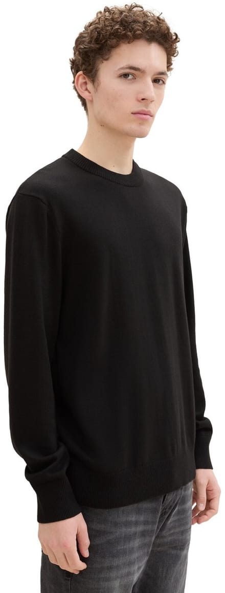 Tom Tailor Denim - Basic gebreide trui van katoen - Maat M - Black