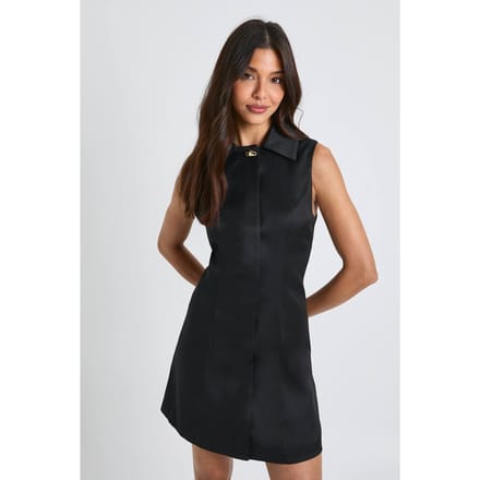 boohoo Dames Shiftjurk met kraag en verfijnde details | Black | Maat: 16