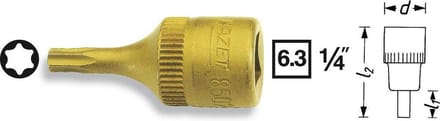 Hazet 8502-T20 8502-T20 Binnen-Torx Dopsleutel-bitinzet 6.3 mm 1/4 T 20 1/4 (6,3 mm)