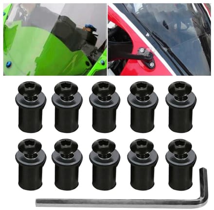 Allecto - Windschermschroeven - Motoraccessoires - 10 stuks - Zwart