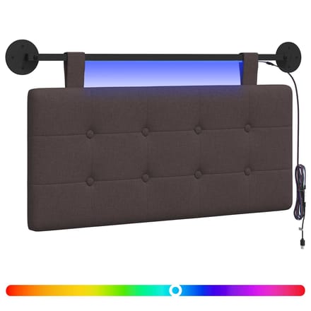 vidaXL - Hangend - hoofdbord - Met - LED-verlichting - Donkerbruin - Stof