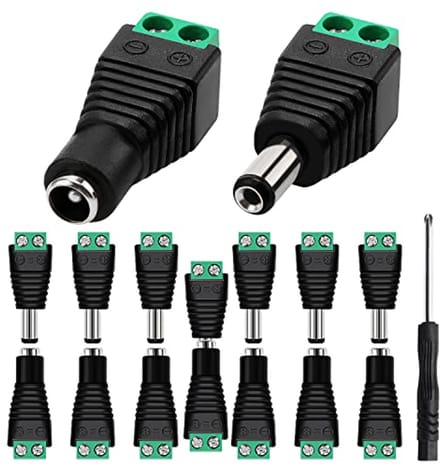 7 Pairs 5.5mm x 2.1mm DC Power Connector Plug Adapter for CCTV Camera