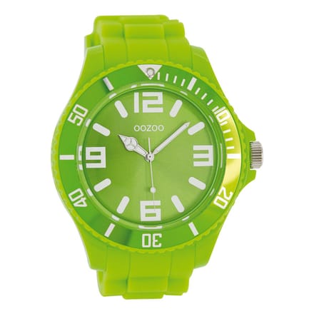 OOZOO Timepieces - Fluo groene horloge met fluo groene rubber band - C4167