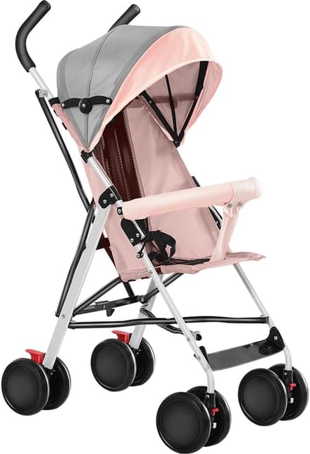 Kinderbuggy - Stadswandeling Buggy - Veilig Vervoer - Vederlicht Compact - 4.8 kg - Roze