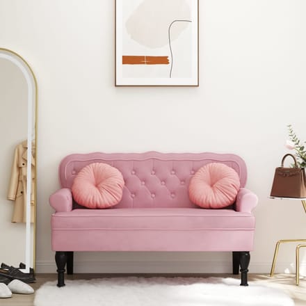 vidaXL - Bankje - met - rugleuning - 119,5x64,5x75 - cm - fluweel - roze