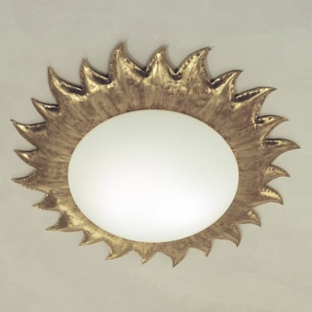 Holländer Goudkleurige plafondlamp SONNE met mat opaalglas