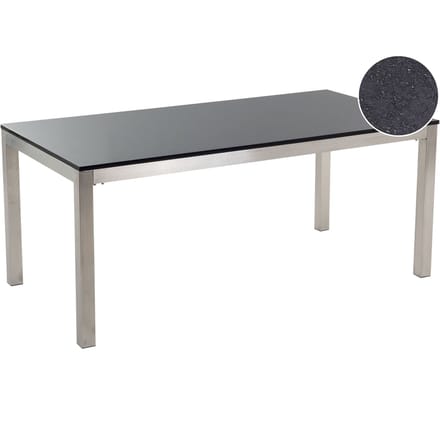 GROSSETO - Tuintafel - Zwart/RVS - 90 x 180 cm - Graniet