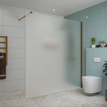 FugaFlow Eccelente Vetro inloopdouche badkamer - 180x200cm - mat glas - wandarm - geborsteld koper