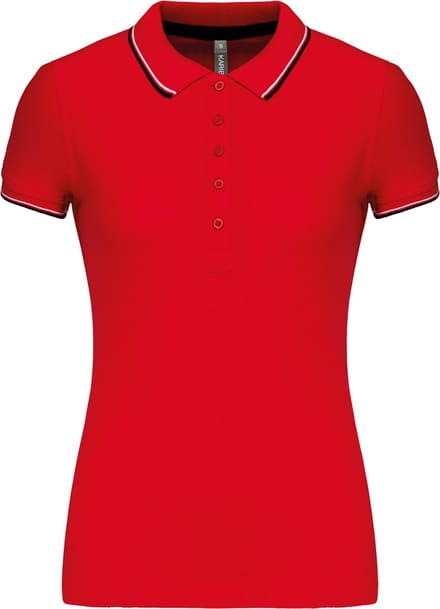 Kariban Damespolo korte mouwen K251 - Red / Navy / White - M