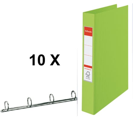 10 x Ringband Esselte Vivida A4 4-rings O-mech 25mm PP groen