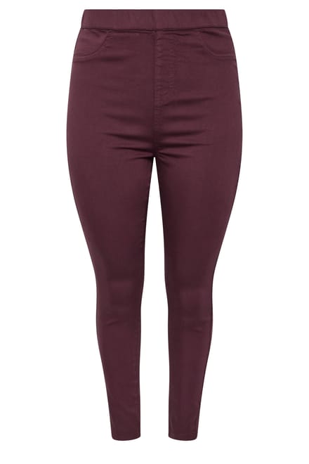 Yours Bordeauxrode Grace Jeggings Met Elastische Tailleband Size 42