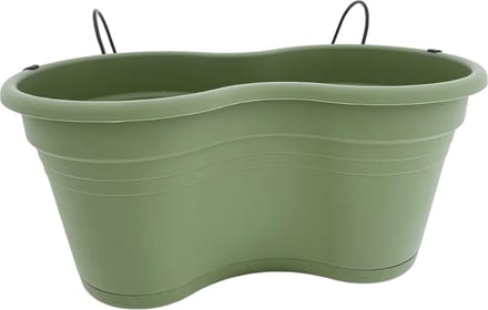 Dubbele Balkon bloembak Hangbak Compleet Relingbloembak - Oudgroen - 37 x 20 x 17 cm - 2 Stuks