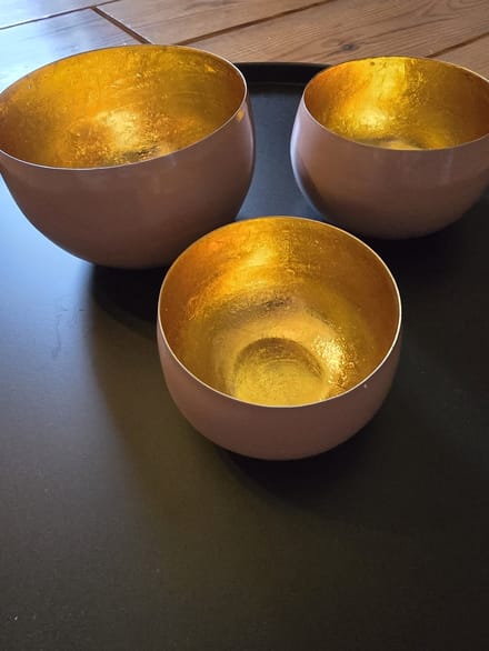 Waxinelichthouder - Egg set van drie zalm kleur
