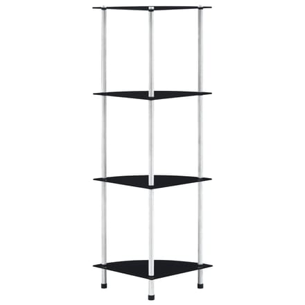 vidaXL - Kastje - 4-laags - 30x30x100 - cm - gehard - glas - zwart