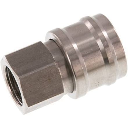 RVS DN 7.2 (Euro) Luchtkoppeling Snelkoppeling G 3/8 inch Binnendraad Double Shut-Off - CLS7-F-S-SV-038