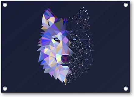 Abstracte Wolf - Tuinposter 70x50 - Wanddecoratie - Minimalist - Dieren