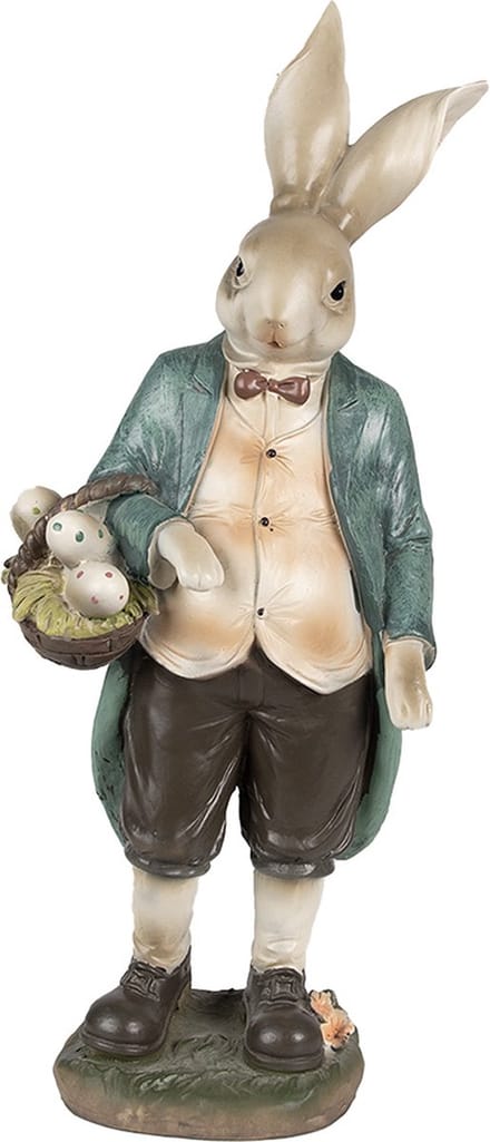 Clayre & Eef Beeld Konijn 38 cm Bruin Groen Polyresin