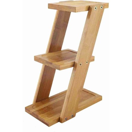 3 Lagen Bamboe Desktop Potplanten Bloemenhouder Opbergrek Plank zwart