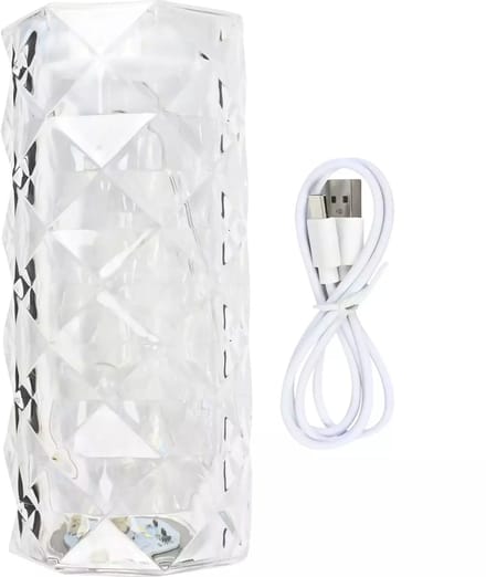 Benson Oplaadbare kristallen tafellamp - 3 kleuren - 15 cm - USB Type-C - Dimbaar
