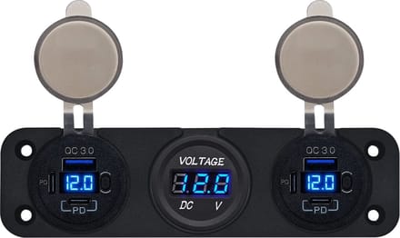 ProRide 12V USB Autolader 6 Poorten - QC3.0 - P19106 - Drievoudig inbouw met Voltmeter