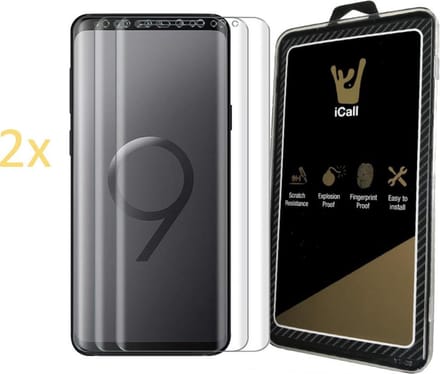 2x Screenprotector geschikt voor Samsung Galaxy S9 Plus - Glas PET Folie Screen Protector Transparant 0.2mm 9H